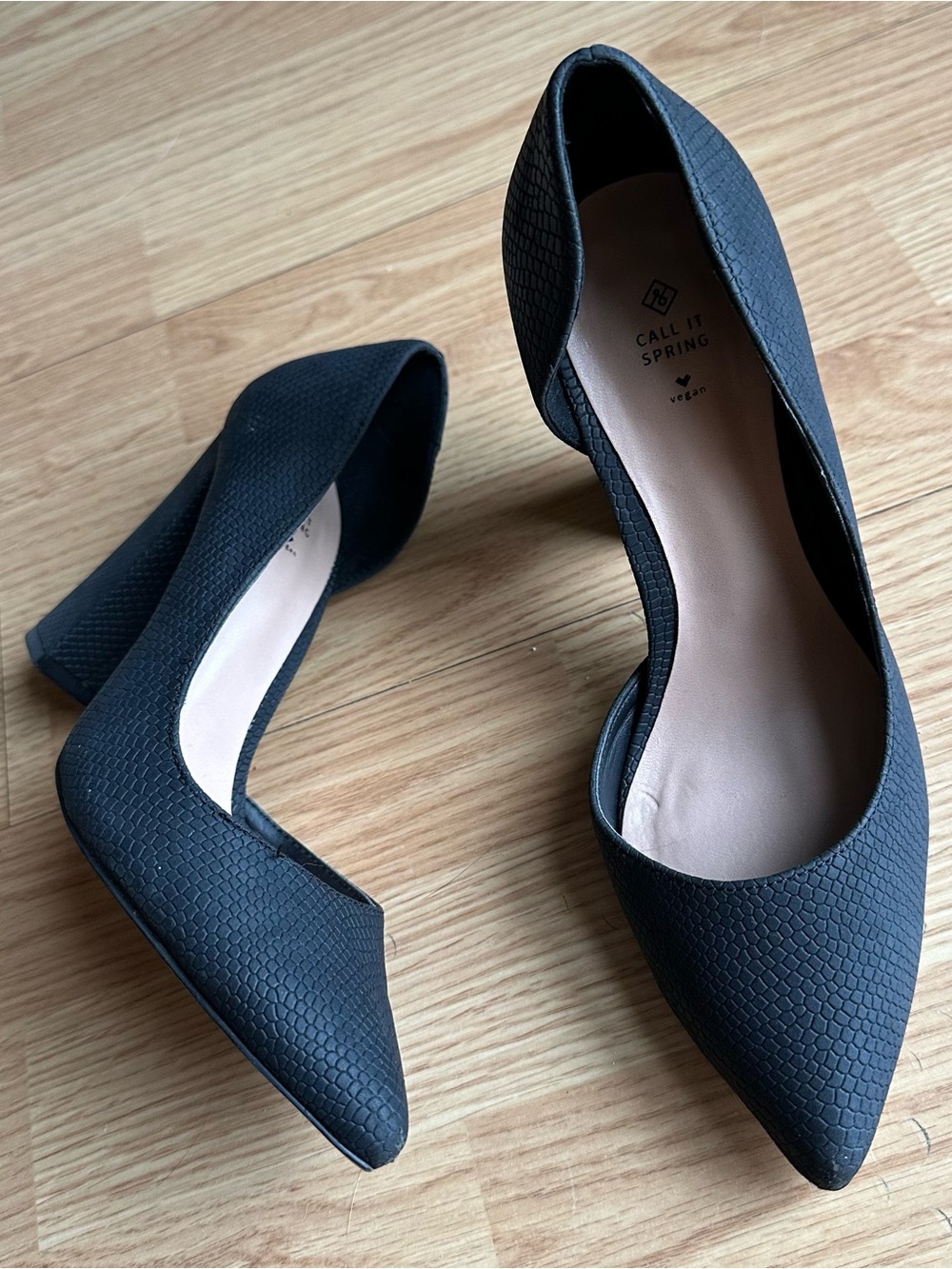 Call It Spring Black Pointed Toe Block Heel Pumps